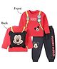 Babyhug Disney Single Jersey Knit Full Sleeves T-Shirt & Lounge Pant with Mickey Mouse Graphics - Red & Black