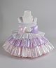 TINY MINY MEE Elastane Sleeveless Bow Detailed Shimmer Layered Knee Length Dress - Multicolor