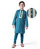 EARTHY TOUCH Single Jersey Knit Full Sleeves Embroidered & Foil Floral Printed Kurta Pyjama Set - Teal Blue