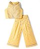 Lil' Drama Sleeveless Gota Patti Embellished  Top And Pant Set - Yellow
