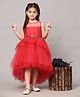 Toy Balloon Kids Sleeveless Sequin Embellished Net Detailed High Low Layered Dress - Coral