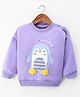 Little Kangaroos Cotton Fleece Knit Full Sleeves Drop Shoulder Sweatshirt with Penguin Patch Detailing - Lilac