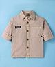 Little Kangaroos 100% Cotton Woven Full Sleeves Solid Colour Shirt - Tan