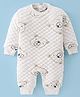 Little Kangaroos Knitted Full Sleeves Romper With Bear Print- Off White