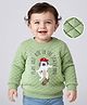 Little Kangaroos Fleece Knit Full Sleeves Sweatshirts With Quilted Design & Dog Patch Detailing - Olive Green