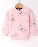 Little Kangaroos Fleece Knit Full Sleeves Sweatshirt With Embossed Hearts & Bear Print - Pink