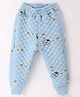 Little Kangaroos Full length Fleece and Woollen Pant Bear Print - Sky Blue