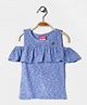 Little Kangaroos Cold Shoulder Top With Frill - Blue