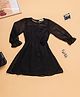 PURPLE UNITED KIDS Cotton Full Sleeves Net Detailed Swiss Dots Designed Dress -  Black