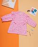 PURPLE UNITED KIDS Full Sleeves Frill Detailed Abstract Printed Top - Pink & White
