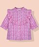 PURPLE UNITED KIDS Full Sleeves Frill Detailed Abstract Printed Top - Pink & White