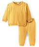 Doddle Poodle Full Sleeves Pullover Sweater Set with Cable Knit Design - Mustard