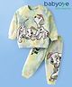 Babyoye Disney Cotton Knit Full Sleeves T-Shirt & Lounge Pant Set With 101 Dalmatians Graphics - White