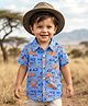 Babyhug Cotton Knit Half Sleeves Shirt with Animal Print -  Blue