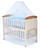 Mee Mee Wooden Baby Cot With Cradle & Mosquito Net - Blue & Cream