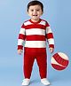 Doddle Poodle Knitted Full Sleeves Pullover Sweater Set with Stripes Design - Red & White