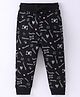 Doreme  Single Jersey Knit Full Length Legging with Text  Print - Black