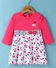 Doreme Single Jersey Knit Full Sleeves Frock with Cherry Print & Bow Applique - Pink