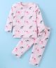 Doreme Single Jersey Knit Full Sleeves Night Suit with Elephant Print - Light Pink