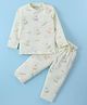Doreme Single Jersey Knit Full Sleeves Bear Printed Night Suit - Lime