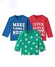 Doodle Poodle 100%  Cotton Knit Full Sleeves Text & Star Printed T-Shirts  Pack of 3 - Red Blue & Green