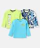 Babyhug Cotton Knit Full Sleeves T-Shirts with Text Print & Football Graphics Pack of 3 - Blue & Light Green