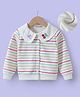 Kookie Kids Full Sleeves Top with Strips Design & Embroidery - White