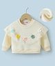 Kookie Kids Full Sleeves Winter Top With Crochet Floral Applique - White