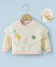 Kookie Kids Full Sleeves Winter Top With Crochet Floral Applique - White