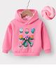 Kookie Kids Full Sleeves Hooded Sweatshirt with Floral Applique - Pink