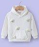 Kookie Kids Full Drop Shoulder Sleeves Hooded Sweater with Bear Applique & Kangaroo Pockets - White