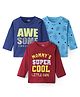 Doodle Poodle 100%  Cotton Knit Full Sleeves Text  Printed T-Shirts  Pack of 3 -  Maroon Blue & Navy
