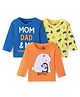 Doodle Poodle 100%  Cotton Knit Full Sleeves Text & Animal Printed T-Shirts  Pack of 3 - Yellow Blue & Orange