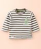 Pink Rabbit Single Jersey Knit Full Sleeves Striped T-Shirt with Text Print -  Green & White