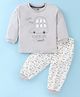 Pink Rabbit Single Jersey Knit Full Sleeves T-Shirt & Lounge Pants Set With Vehicles Print - Beige