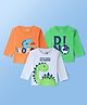 Doodle Poodle Single Jersey Knit Full Sleeves T-Shirts With Dino Print Pack of 3 - Orange White & Green