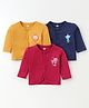 Simply Interlock Knit Full Sleeves Front Open Vests with Animal Print Pack of 3 - Yellow Blue & Red