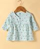 Simply Interlock Knit Full Sleeves Floral Printed Frock - Sea Green