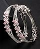 NVR Women Set of 2 Silver-Plated American Diamond Handcrafted Bangles - Silver(2.4)
