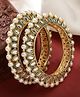 NVR Women Set Of 2 Gold-Plated Kundan-Studded & Pearls-Beaded Bangles - Gold(2.6)