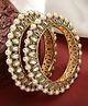 NVR Women Set Of 2 Gold-Plated Kundan-Studded & Pearls-Beaded Bangles - Gold(2.8)