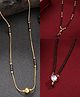 NVR Women Set of 3 Gold-Plated CZ Stone-Studded & Beaded Mangalsutra - Gold