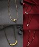 NVR Women Set of 5 Gold-Plated CZ Stone-Studded & Beaded Mangalsutra - Gold