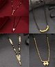 NVR Women Set of 5 Gold-Plated Black Beaded Mangalsutra - Gold