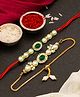 CraftVatika Rakhi for Brother & Bhabhi Lumba Floral Rakhi Raksha bandhan Couple Pearl Rakhi Set of 2 Rakhi with Fridge Magnet Multicolor