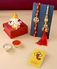 CraftVatika Rakhi Gift for Brother Bhabhi with Showpiece Rakhi for Brother Bhabhi with Figurine Red & Golden