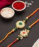 CraftVatika Rakhi for Brother Set of 2 Rakhi for Bhaiya Bhai Raksha Bandhan Rakhi with Fridge Magnet Gift Multicolor