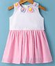 ORRIGANY Cotton Knit Sleeveless Solid Colour Frock with Pom Pom Detailing - Pink