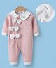 Kookie Kids Full Sleeves Textured & Bow Applique Romper - Pink