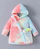 Kookie Kids Full Sleeves Hooded Tie & Dye Winter Dress With Sling Bag - Light Pink